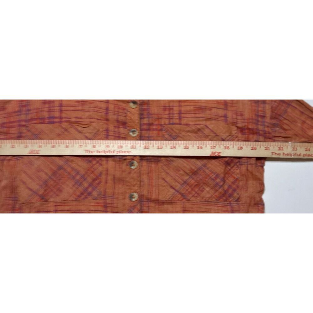 Free People‎ Womens Button Top XS Orange Purple Long Sleeve Peasant Boho Hippie - Picture 6 of 9
